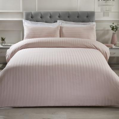 The Range Luxury Satin Stripe Duvet Cover and Pillowcase Set - Blush / King