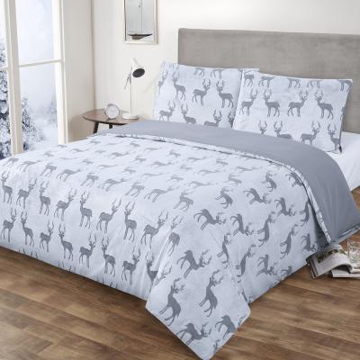 The Range Stag Fleece Duvet Cover and Pillowcase Set - Grey / King