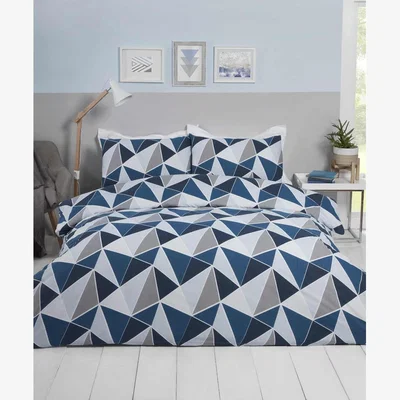 The Range Leo Geometric Duvet Cover Bedding Set - Blue / King
