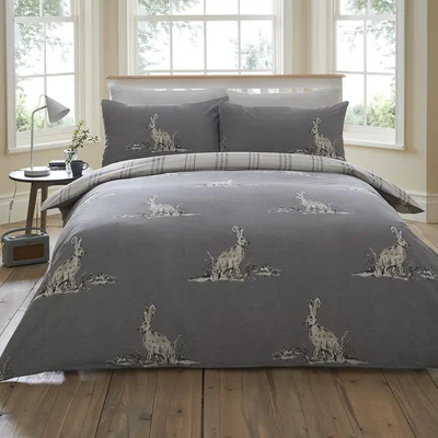 The Range Woodland Hare 144 Thread Count Duvet Cover and Pillowcase Set - King