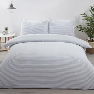 The Range Jersey Textured Stripe Duvet Cover and Pillowcase Set - Grey / King