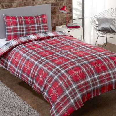 The Range Kirk Check Duvet Cover and Pillowcase Set - Red / King / Polyester Cotton
