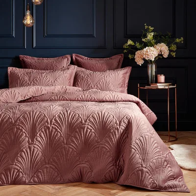 The Range Quilted Velvet Duvet Cover Set - Pink / King / 228cm