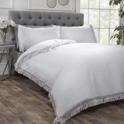 The Range Tia Trellis Tasselled Duvet Cover Bedding Set - White / King