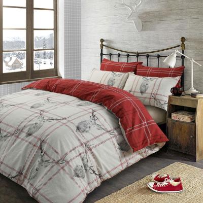 The Range Dreamscene Check Stag Tartan Polycotton Duvet Cover Bedding Set - Grey / King
