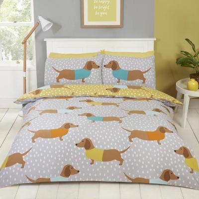 The Range Dolly Dachshund Reversible Duvet Cover Bedding Set - Yellow / King