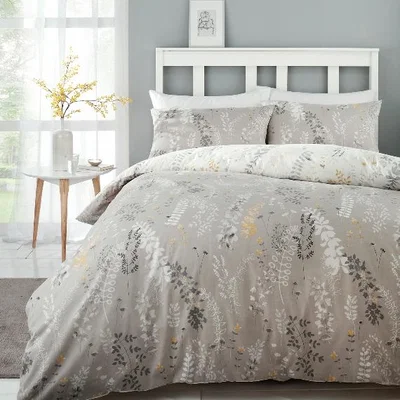 The Range Meadow Haze Ochre Printed Duvet Cover and Pillowcase Set - King