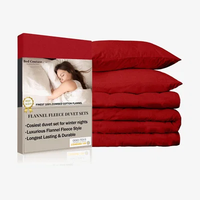 The Range Flannel Fleece Duvet Set 155x200cm with pillowcases 65x65cm - Anthracite / Ecru