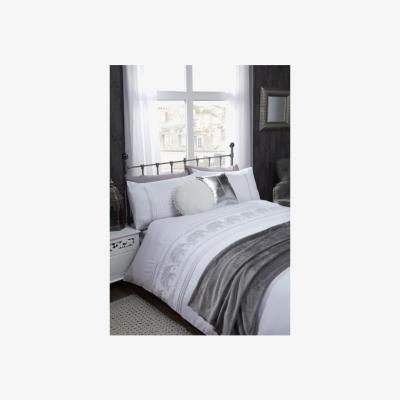 The Range Embroidery Elephant Duvet Cover and Pillowcase Set - White / King