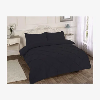 The Range Diamond Pintuck Blamoral Duvet Cover Bedding Set - Black / King