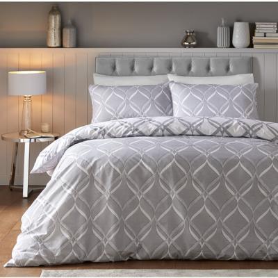 The Range Serene Metallic Duvet Cover and Pillowcase Set - Silver / King