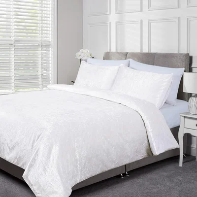 The Range Crushed Velvet Duvet Cover and Pillowcase Set - King