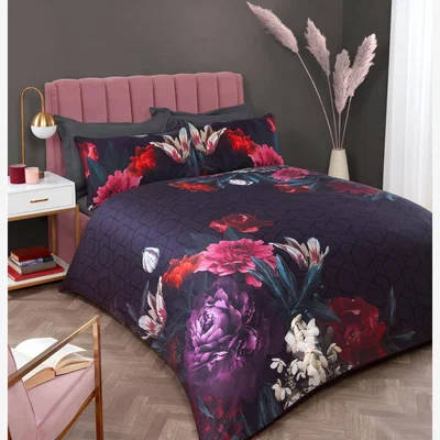 The Range Euphoria Floral Purple Duvet Cover and Pillowcase Set - King size