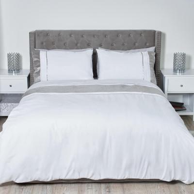 The Range Metallic Velvet Panel Duvet Cover and Pillowcase Set - Silver / King