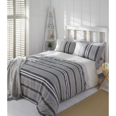 The Range Marlow Stripe Duvet Cover and Pillowcase Set - Grey / King