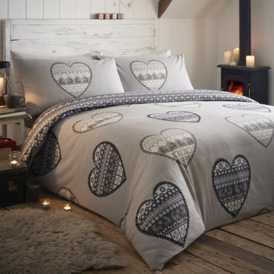 The Range Boden Flannelette Charcoal Reversible Duvet Cover Set - Charcoal Grey / King