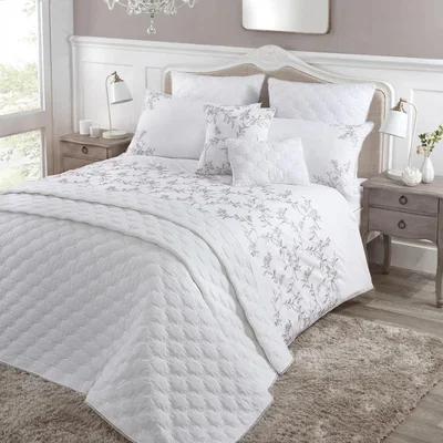 The Range Decadent Floral Embroidered Duvet Cover Set - White - White/Multi / King