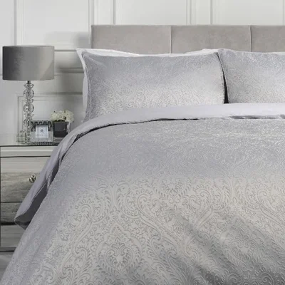 The Range Amara Jacquard Duvet Cover and Pillowcase Set - Silver / King