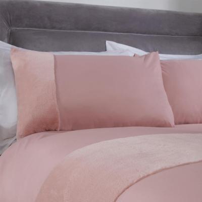 The Range Sienna Faux Fur Panel Band Duvet Cover Bedding Set - Pink / King