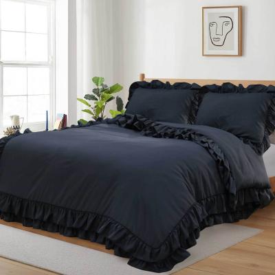 The Range Ruffled Borders Duvet Cover Set - Grey  / King