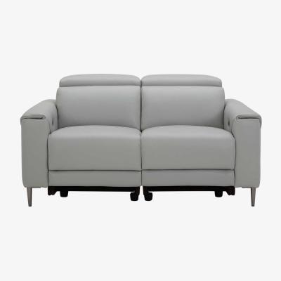 Barker and Stonehouse Bayswater 2 Seater Electric Recliner With Electric Headrest, Grey Leather | Barker & Stonehouse