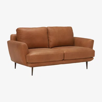 Barker and Stonehouse Pax Leather Love Seat, Brown | Barker & Stonehouse