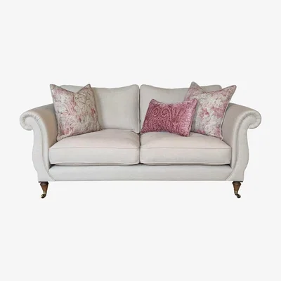 Barker and Stonehouse Drew Pritchard Atherton Standard Back 2 Seater Sofa, Blue Fabric | Barker & Stonehouse