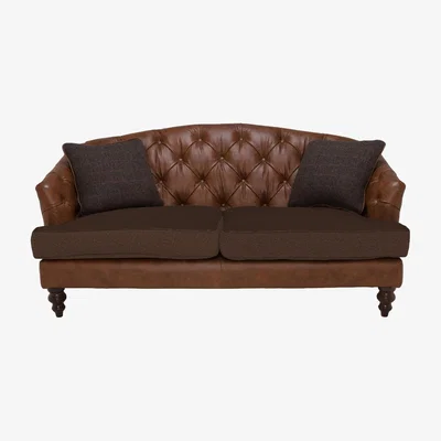 Barker and Stonehouse Tetrad Harris Tweed Dalmore Petit 2 Seater Sofa, Brown Fabric | Barker & Stonehouse