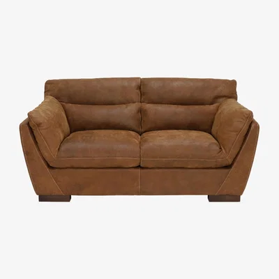 Barker and Stonehouse New Marnie 100% Leather 2 Seater Loveseat/Sofa - Brown - W179 x D105 x H88cm - Barker &amp; Stonehouse