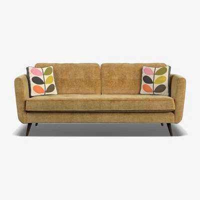 Barker and Stonehouse Orla Kiely Ivy Large Sofa, Yellow Fabric | Barker & Stonehouse