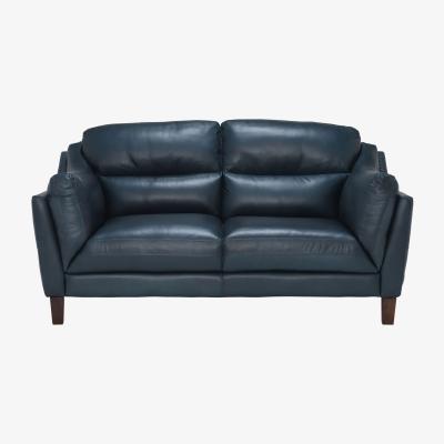 Barker and Stonehouse Luca Leather Love Seat, Blue | Barker & Stonehouse