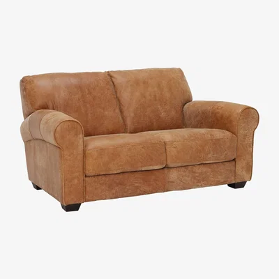 Barker and Stonehouse 100% Leather 2 Seater Loveseat/Sofa - Light Brown - W163 x D101 x H84cm - New Houston by Barker &amp; Stonehouse