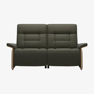 Barker and Stonehouse Stressless Mary 2 Seater With 2 Power Quickship Recliner Sofa, Green Leather | Barker & Stonehouse