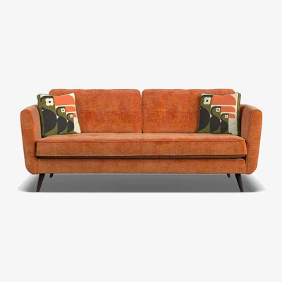 Barker and Stonehouse Orla Kiely Ivy Large Sofa, Orange Fabric | Barker & Stonehouse
