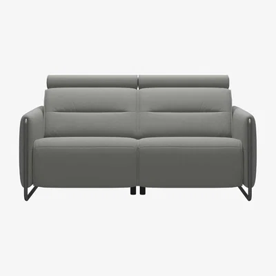 Barker and Stonehouse Stressless Emily 2 Seater With 2 Power Quickship Recliner Sofa, Grey Leather | Barker & Stonehouse