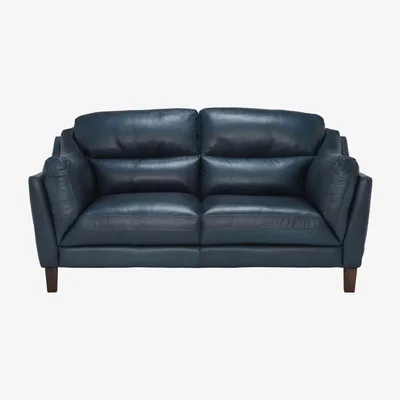 Barker and Stonehouse Luca Leather Love Seat, Indiana Teal