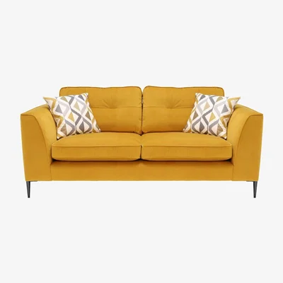 Barker and Stonehouse Conza Large 2 Seater Fabric Sofa - Yellow - W195 x D100 x H86cm - Barker &amp; Stonehouse