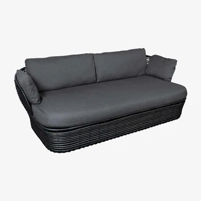 Barker and Stonehouse Cane-line Basket Garden 2 Seater Sofa, Black | Barker & Stonehouse