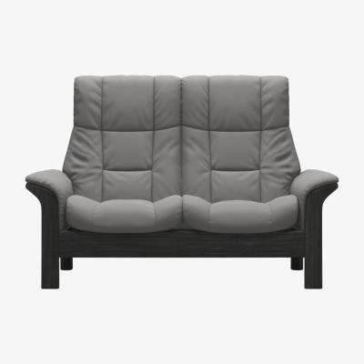 Barker and Stonehouse Stressless Windsor High Back 2 Seater Recliner Sofa, Grey Leather | Barker & Stonehouse