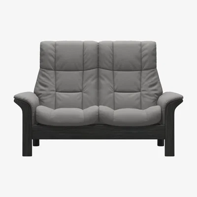 Barker and Stonehouse Stressless Windsor High Back 2 Seater Recliner Sofa, Grey Leather | Barker & Stonehouse