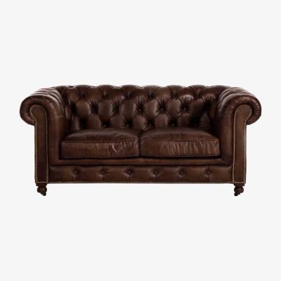 Barker and Stonehouse Asquith 2 Seater Chesterfield Sofa, Brown Leather | Barker & Stonehouse