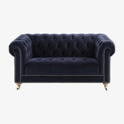 Barker and Stonehouse Ullswater 2 Seater Chesterfield Sofa, Blue Velvet | Barker & Stonehouse