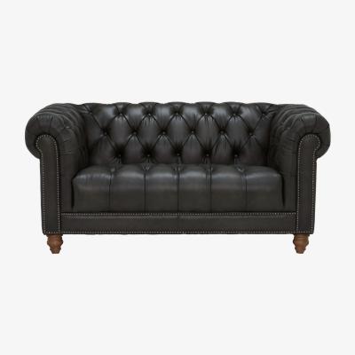 Barker and Stonehouse Ullswater Leather 2 Seater Chesterfield Sofa, Grey | Barker & Stonehouse