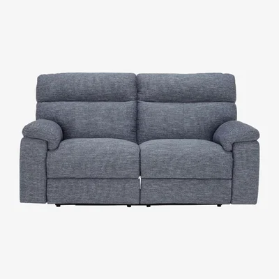 Barker and Stonehouse Clark 2 Seater Motion Recliner, Blue Fabric | Barker & Stonehouse