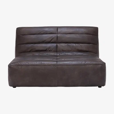 Barker and Stonehouse Timothy Oulton Shabby Sectional 2 Seater Sofa, Black Leather | Barker & Stonehouse