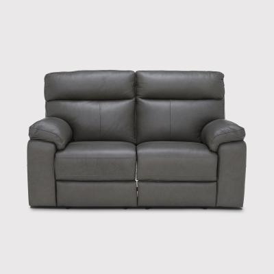 Barker and Stonehouse Clark 2 Seater Sofa With Power Motion Recliner, Grey Leather | Barker & Stonehouse