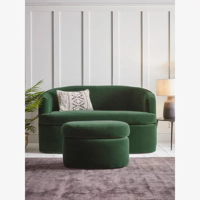 Cox and Cox Lulea Two Seater Sofa – Forest Green Velvet