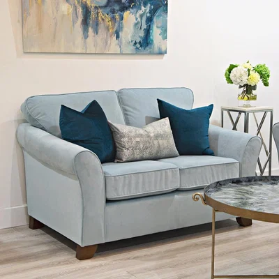 Chiltern Oak Furniture Canterbury 2 Seater Sofa Plush Sky Fabric