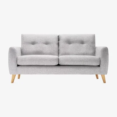 Cult Furniture 2 Seater Sofa Fabric and Leg Colour: Checkerboard Weave, Light Grey, Leg  Natural