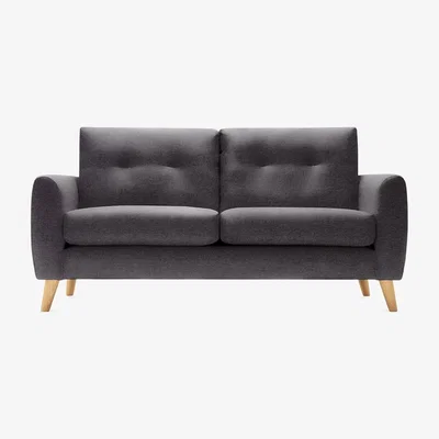 Cult Furniture 2 Seater Sofa Fabric and Leg Colour: Woven Wool, Charcoal Grey, Leg  Natural